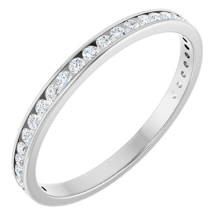 14K Gold Round Lab-Grown Diamond Channel-Set Anniversary Band – 2 mm Stones (7/8 CTW) - White Gold