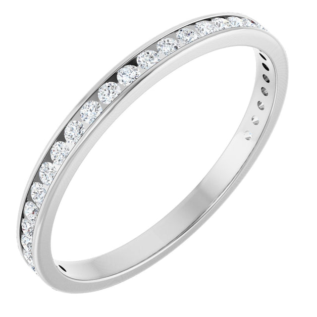 14K Gold Round Lab-Grown Diamond Channel-Set Anniversary Band – 2 mm Stones (7/8 CTW) - White Gold