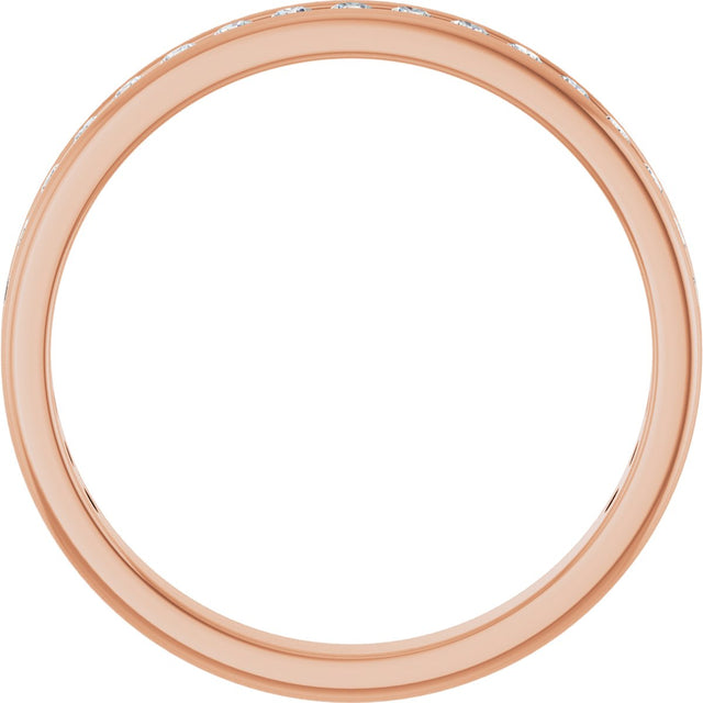 14K Gold Round Natural Diamond Channel-Set Anniversary Band – 1.5 mm Stones - Rose Gold - view 2