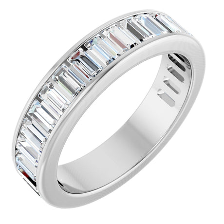 14K Gold Straight Baguette Lab-Grown Diamond Channel-Set Anniversary Band – 3x1.5 mm Stones - White Gold