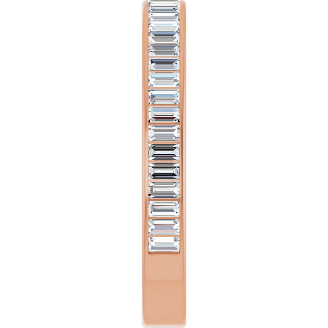 14K Gold Straight Baguette Lab-Grown Diamond Channel-Set Anniversary Band – 3x1.5 mm Stones - Rose Gold - view 4