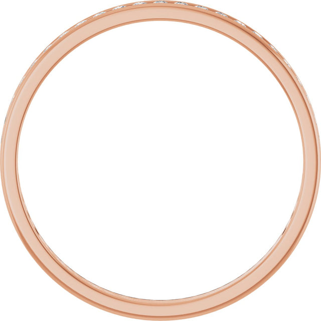 14K Gold Round Natural Diamond Channel-Set Anniversary Band – 1.7 mm Stones - Rose Gold - view 2
