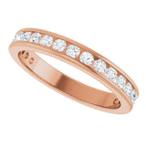 14K Gold Round Natural Diamond Channel-Set Anniversary Band – 1.7 mm Stones - Rose Gold - view 5