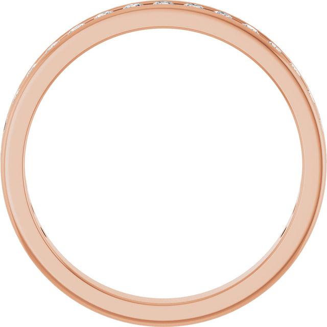 14K Gold Round Lab-Grown Diamond Channel-Set Anniversary Band – 2 mm Stones - Rose Gold - view 2