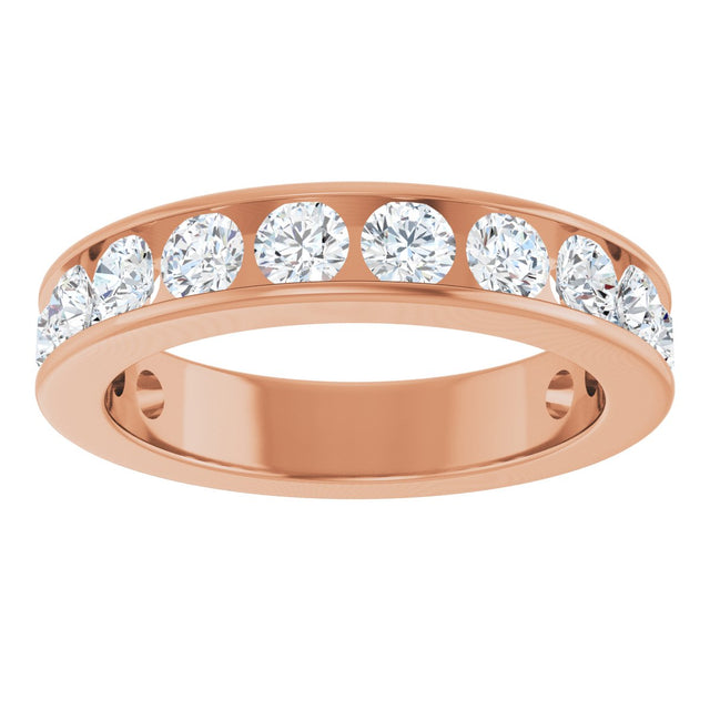 14K Gold Round Lab-Grown Diamond Channel-Set Anniversary Band – 3 mm Stones - Rose Gold - view 3