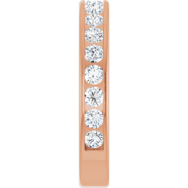 14K Gold Round Natural Diamond Channel-Set Anniversary Band – 2 mm Stones - Rose Gold - view 4