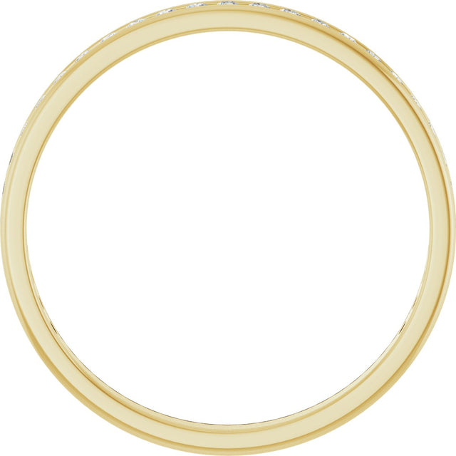 14K Gold Round Natural Diamond Channel-Set Anniversary Band – 1.5 mm Stones (1/2 CTW) - Yellow Gold - view 2