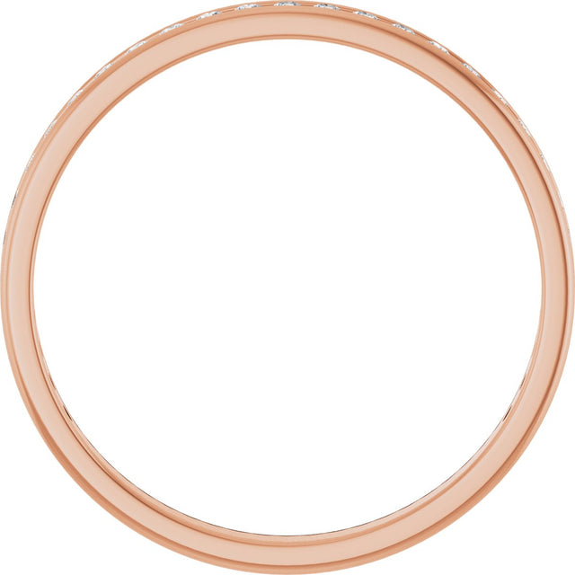 14K Gold Round Lab-Grown Diamond Channel-Set Anniversary Band – 1.5 mm Stones (1/2 CTW) - Rose Gold - view 2