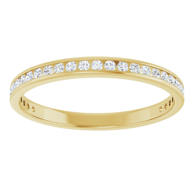 14K Gold Round Lab-Grown Diamond Channel-Set Anniversary Band – 1.5 mm Stones (1/2 CTW) - Yellow Gold - view 3