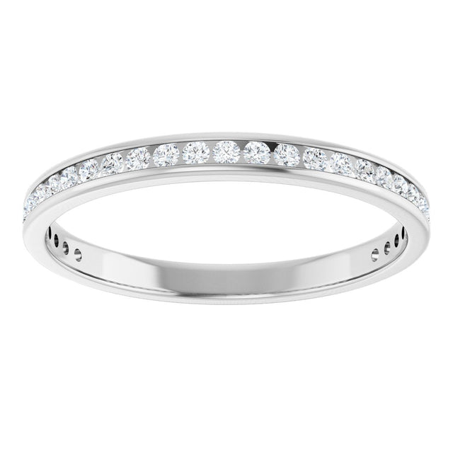 14K Gold Round Lab-Grown Diamond Channel-Set Anniversary Band – 1.5 mm Stones (1/2 CTW) - White Gold - view 3
