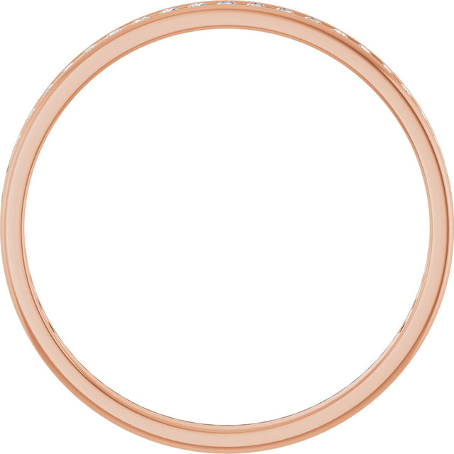 14K Gold Round Lab-Grown Diamond Channel-Set Anniversary Band – 1.5 mm Stones (1/2 CTW) - Rose Gold - view 2