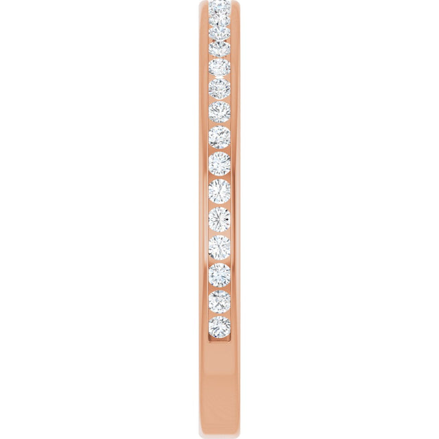 14K Gold Round Lab-Grown Diamond Channel-Set Anniversary Band – 1.5 mm Stones (1/2 CTW) - Rose Gold - view 4