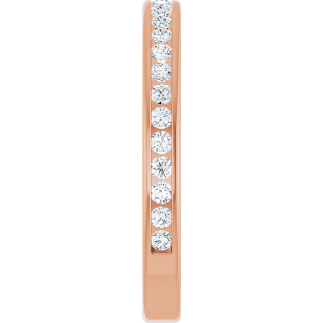 14K Gold Round Natural Diamond Channel-Set Anniversary Band – 1.5 mm Stones - Rose Gold - view 4