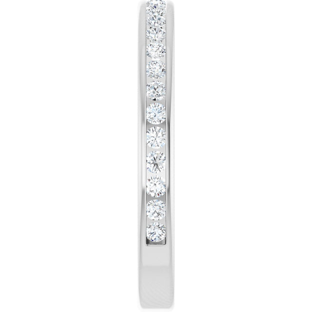 14K Gold Round Natural Diamond Channel-Set Anniversary Band – 1.5 mm Stones - White Gold - view 4