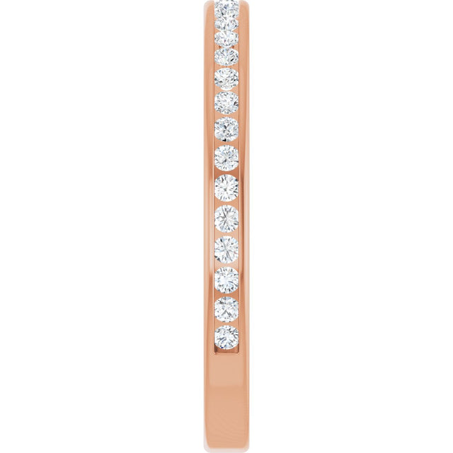 14K Gold Round Lab-Grown Diamond Channel-Set Anniversary Band – 1.5 mm Stones (1/2 CTW) - Rose Gold - view 4