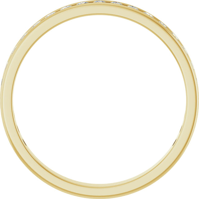 14K Gold Round Natural Diamond Channel-Set Anniversary Band – 2.25 mm Stones (1 CTW) - Yellow Gold - view 2