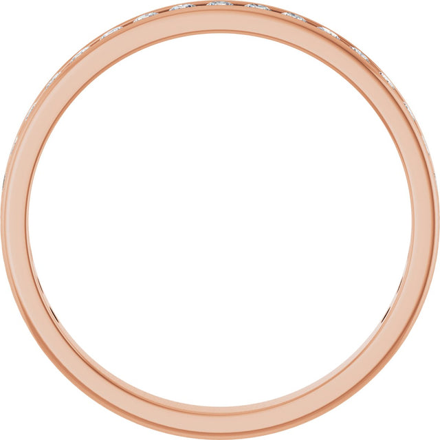 14K Gold Round Lab-Grown Diamond Channel-Set Anniversary Band – 2.25 mm Stones (1 CTW) - Rose Gold - view 2