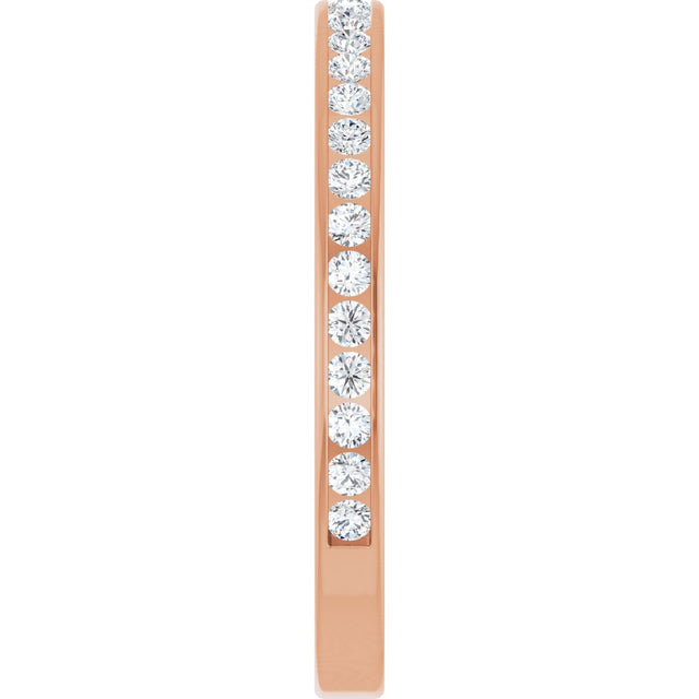 14K Gold Round Natural Diamond Channel-Set Anniversary Band – 2 mm Stones - Rose Gold - view 4