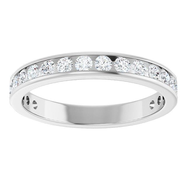 14K Gold Round Natural Diamond Channel-Set Anniversary Band – 2.25 mm Stones - White Gold - view 3