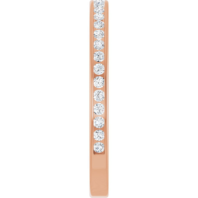 14K Gold Round Natural Diamond Channel-Set Anniversary Band – 1.7 mm Stones - Rose Gold - view 4