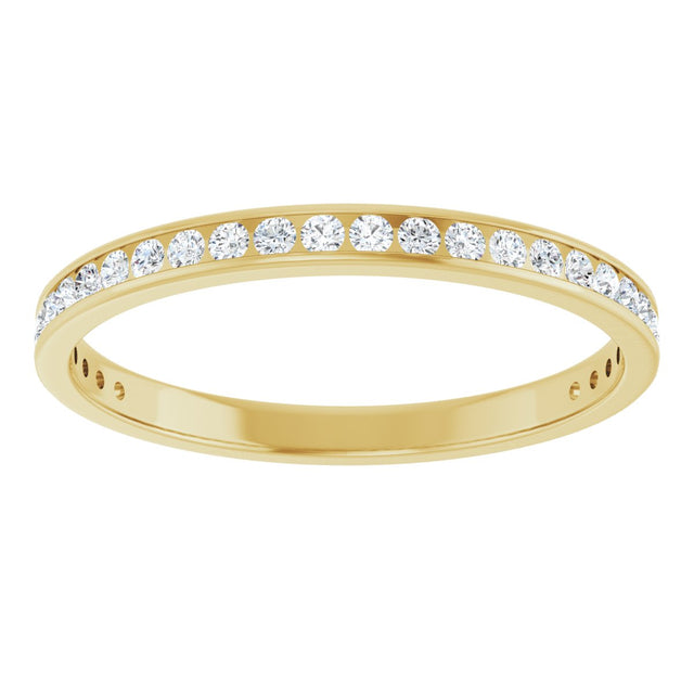 14K Gold Round Natural Diamond Channel-Set Anniversary Band – 2 mm Stones (7/8 CTW) - Yellow Gold - view 3