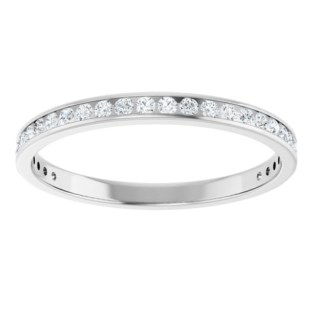 14K Gold Round Lab-Grown Diamond Channel-Set Anniversary Band – 2 mm Stones (7/8 CTW) - White Gold - view 3