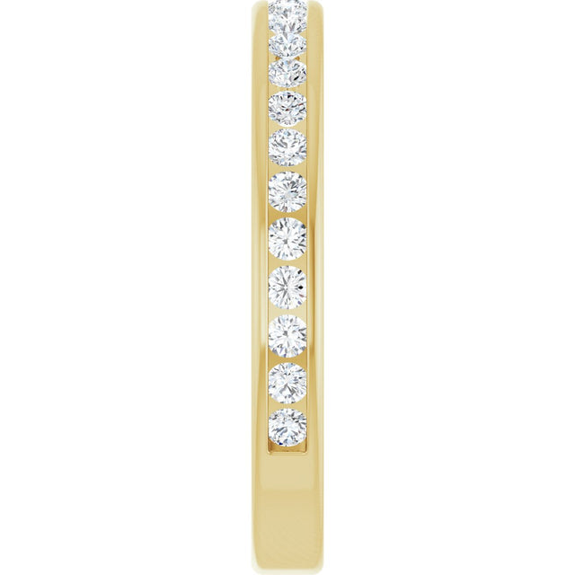 14K Gold Round Natural Diamond Channel-Set Anniversary Band – 1.5 mm Stones - Yellow Gold - view 4