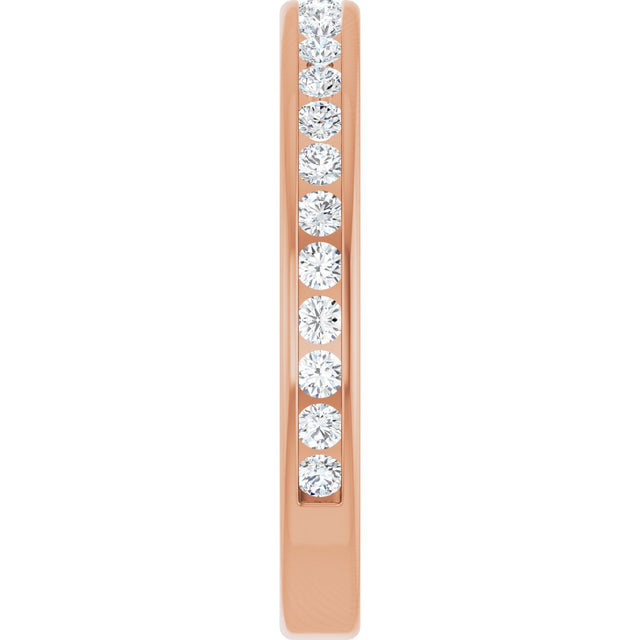 14K Gold Round Natural Diamond Channel-Set Anniversary Band – 1.5 mm Stones - Rose Gold - view 4