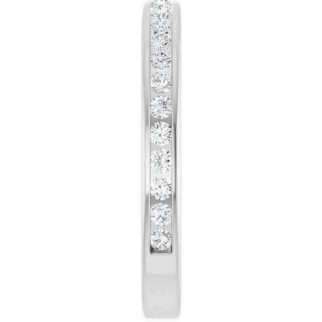 14K Gold Round Natural Diamond Channel-Set Anniversary Band – 1.5 mm Stones - White Gold - view 4