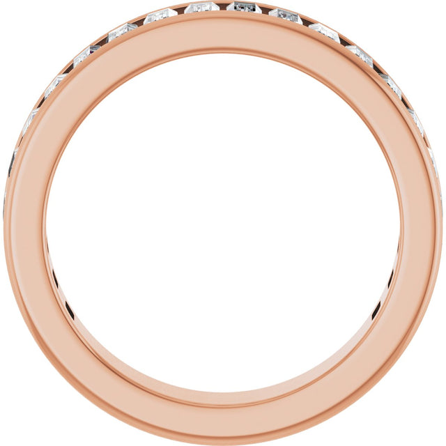 14K Gold Straight Baguette Natural Diamond Channel-Set Anniversary Band – 3x1.5 mm Stones - Rose Gold - view 2