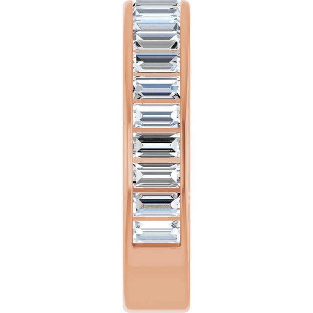 14K Gold Straight Baguette Natural Diamond Channel-Set Anniversary Band – 3x1.5 mm Stones - Rose Gold - view 4