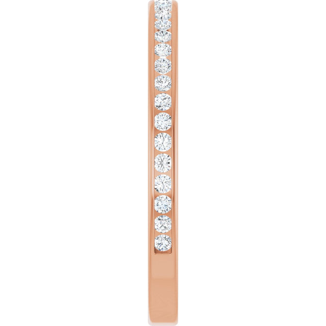 14K Gold Round Natural Diamond Channel-Set Anniversary Band – 1.7 mm Stones - Rose Gold - view 4