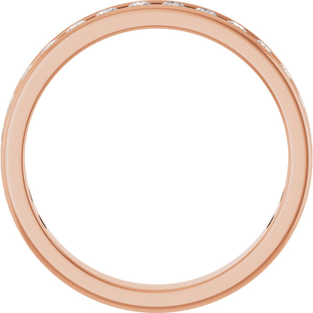 14K Gold Round Natural Diamond Channel-Set Anniversary Band – 2.25 mm Stones - Rose Gold - view 2