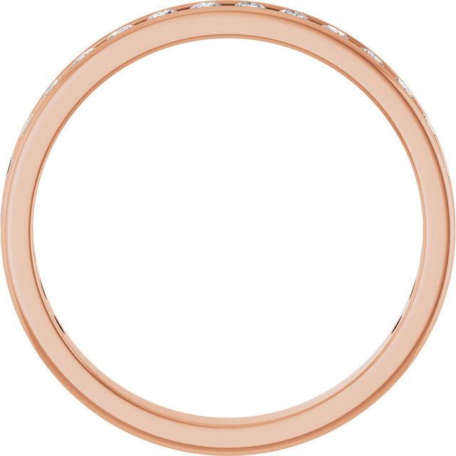 10K Gold Round Natural Diamond Channel-Set Anniversary Band – 3/4 CTW - Rose Gold - view 2