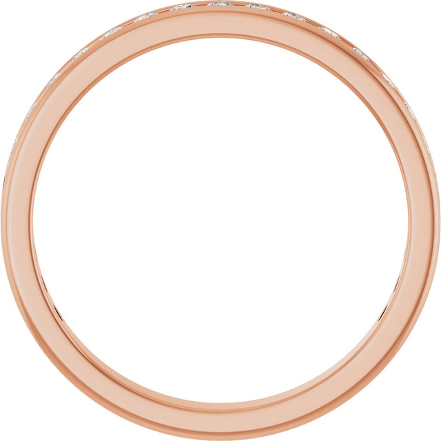 14K Gold Round Lab-Grown Diamond Channel-Set Anniversary Band – 1.7 mm Stones - Rose Gold - view 2