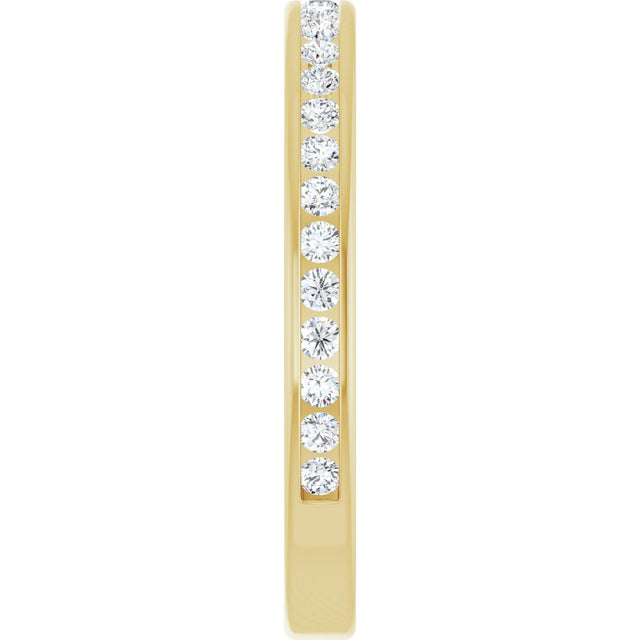 14K Gold Round Natural Diamond Channel-Set Anniversary Band – 1.5 mm Stones - Yellow Gold - view 4