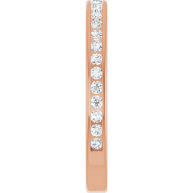 14K Gold Round Lab-Grown Diamond Channel-Set Anniversary Band – 1.5 mm Stones - Rose Gold - view 4