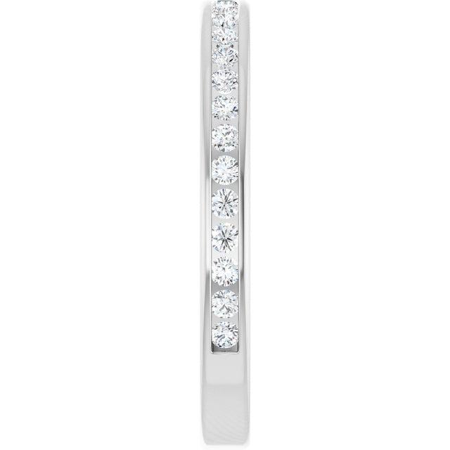 14K Gold Round Natural Diamond Channel-Set Anniversary Band – 1.5 mm Stones - White Gold - view 4