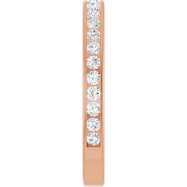 14K Gold Round Lab-Grown Diamond Channel-Set Anniversary Band – 2 mm Stones - Rose Gold - view 4