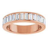 14K Gold Straight Baguette Natural Diamond Channel-Set Anniversary Band – 3x1.5 mm Stones - Rose Gold - view 3