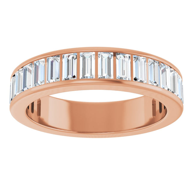14K Gold Straight Baguette Natural Diamond Channel-Set Anniversary Band – 3x1.5 mm Stones - Rose Gold - view 3