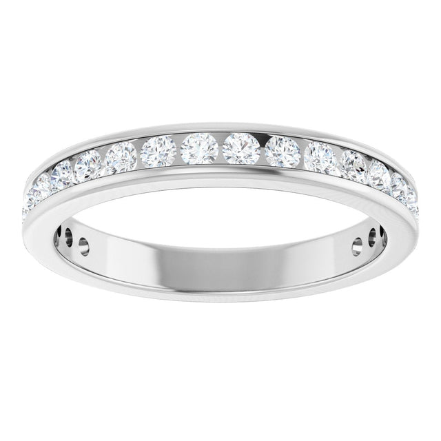 14K Gold Round Natural Diamond Channel-Set Anniversary Band – 1.7 mm Stones - White Gold - view 3