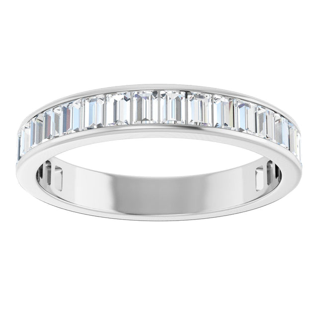 14K Gold Straight Baguette Lab-Grown Diamond Channel-Set Anniversary Band – 3x2 mm Stones - White Gold - view 3