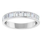 14K Gold Straight Baguette Natural Diamond Channel-Set Anniversary Band – 3x2 mm Stones - White Gold - view 3