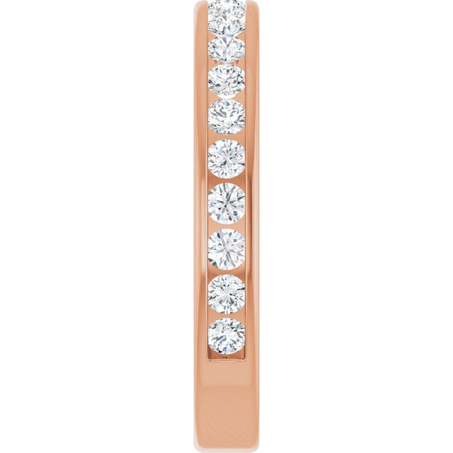 14K Gold Round Natural Diamond Channel-Set Anniversary Band – 1.7 mm Stones - Rose Gold - view 4