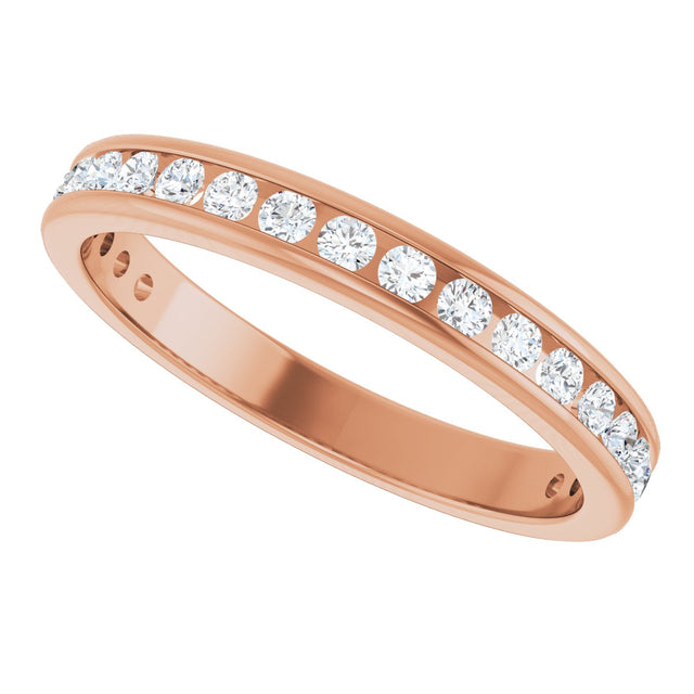 14K Gold Round Lab-Grown Diamond Channel-Set Anniversary Band – 1.5 mm Stones - Rose Gold - view 5