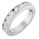 14K Gold Round Natural Diamond Channel-Set Anniversary Band – 3 mm Stones - White Gold