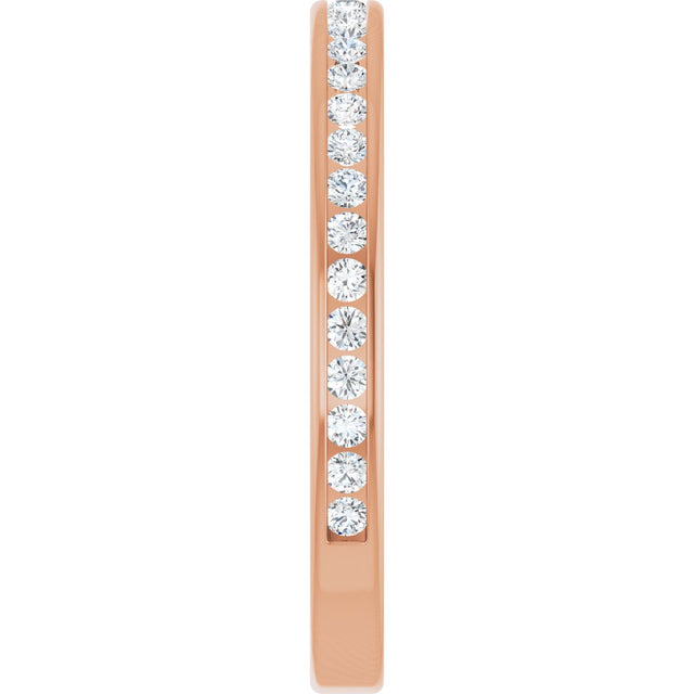 14K Gold Round Lab-Grown Diamond Channel-Set Anniversary Band – 1.5 mm Stones (1/2 CTW) - Rose Gold - view 4