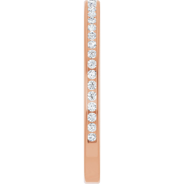 14K Gold Round Lab-Grown Diamond Channel-Set Anniversary Band – 1.5 mm Stones (1/2 CTW) - Rose Gold - view 4