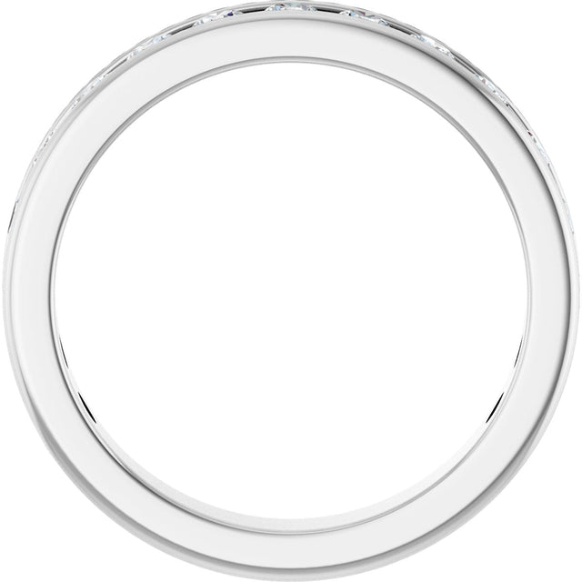 14K Gold Round Natural Diamond Channel-Set Anniversary Band – 2.25 mm Stones - White Gold - view 2